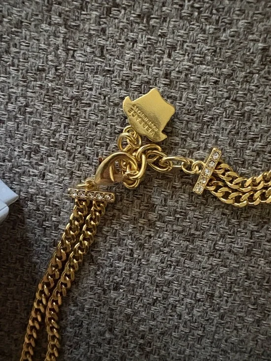 Versace Gold-Tone Medusa Chain Necklace with Greek Key Links - Picture 3 of 11